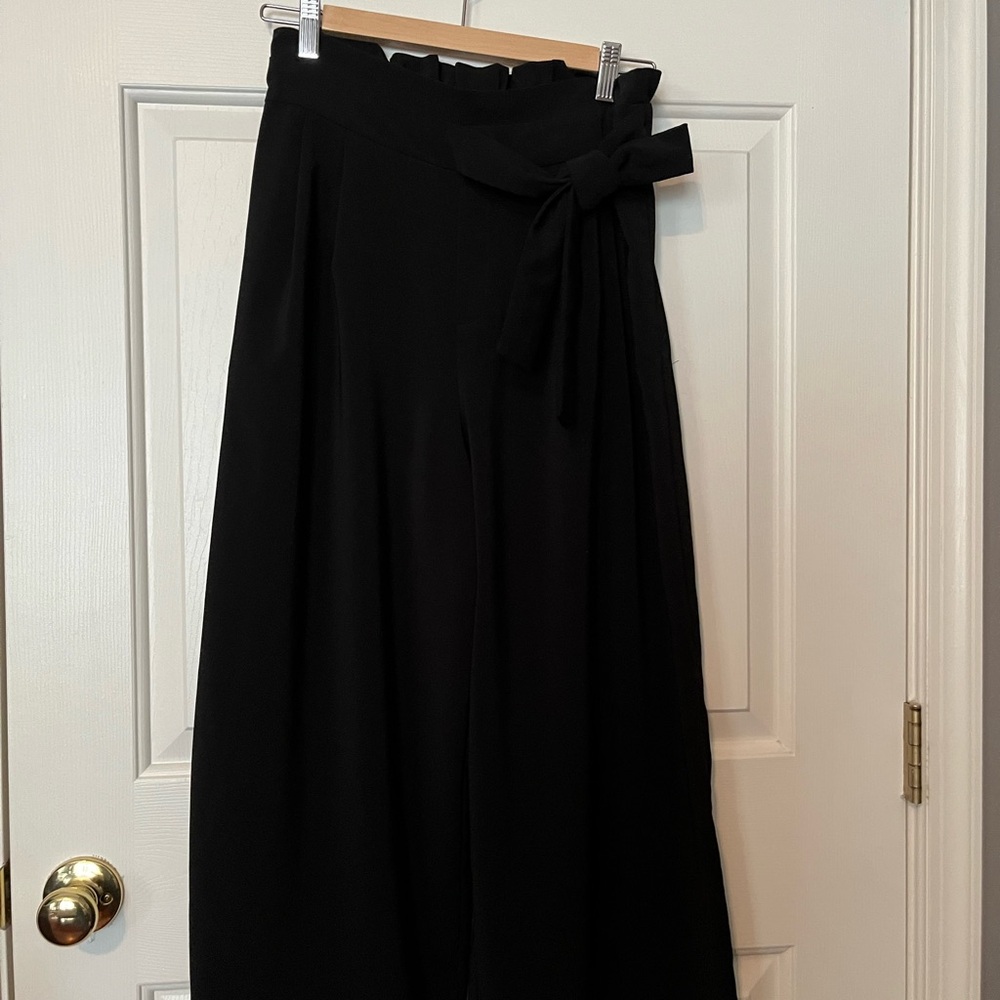 Zara BOW TRIM WIDE LEG PANTS size Medium Bin4